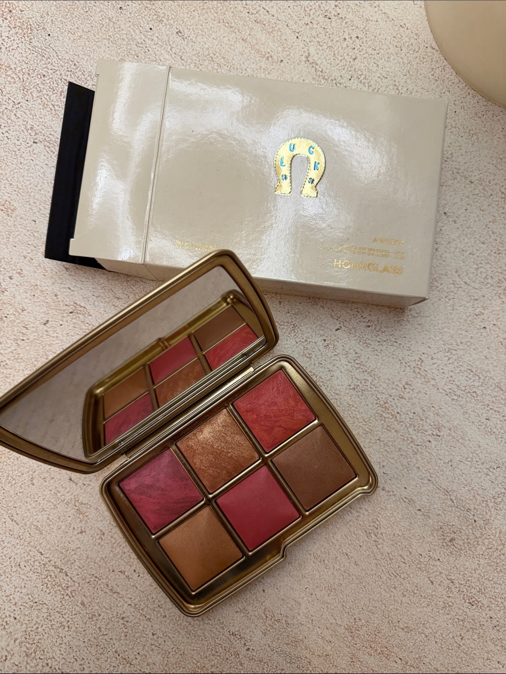 Hourglass Lux Glaze Six-Shade Cream and Powder Cheek Palette — Rose & Bronze